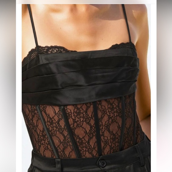 Cami NYC Danika black lace bodysuit silky sexy corset style size 6 new - Picture 13 of 15